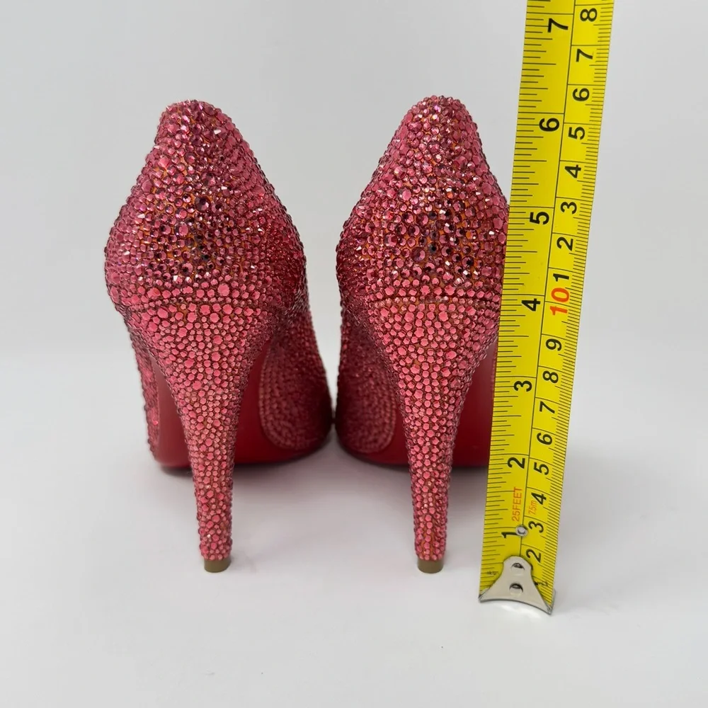 Christian Louboutin Ron Ron Pink/Coral Custom Strass Heels size 37